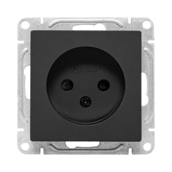 Розетка СП Эпика 16А без заземл. защ. шторки механизм черн. EKF UP1-SOB-101