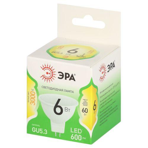 Лампа светодиодная GREEN LINE MR16-6W-830-GU5.3 GL 6Вт софит 3000К свет тепл. GU5.3 Эра Б0067076