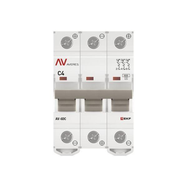 Выключатель автоматический модульный 3п C 4А 6кА AV-6 AVERES EKF mcb6-DC-3-04C-av