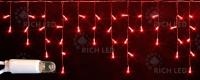 Светодиодная бахрома Rich LED, 3*0.5 м, красная, белый резиновый провод,