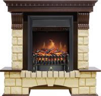 Royal Flame Каминокомплект Pierre Luxe - Темный дуб / Шампань с очагом Fobos FX Black