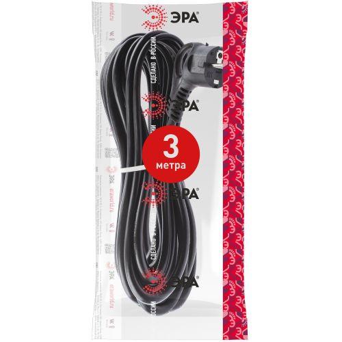 Шнур сетевой с вилкой 3м с заземл. ПВС 3х1.5 черн. U-3x1.5-3m-B ЭРА Б0048709