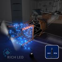 Светодиодная гирлянда Rich LED 10 м, 100 LED, 24 В, соединяемая, синияя, черный провод,