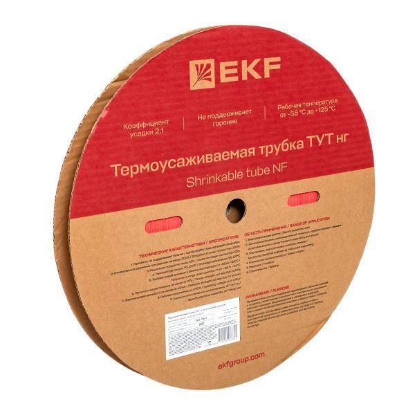Трубка термоусадочная ТУТ нг 16/8 красн. (уп.100м) EKF tut-16-r