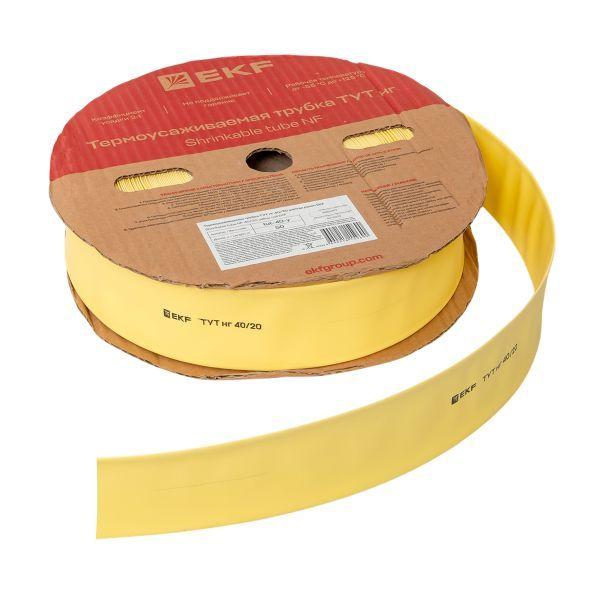 Трубка термоусадочная ТУТ нг 40/20 желт. (уп.50м) EKF tut-40-y