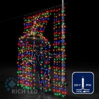 Светодиодный занавес (дождь) Rich LED 2*3 м, мультицвет, прозрачный провод,