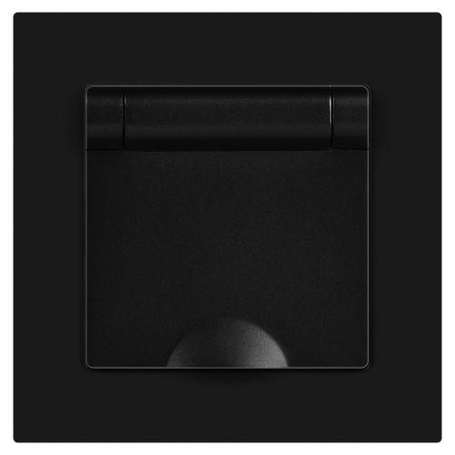 Розетка 1-м СП Accent 6-203-05 16А IP20 250В 2P+E Schuko с крышкой антрацит Intro Б0063747