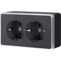 Розетка Werkel W5072134 черный с серебром