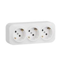 Розетка 3-м ОП Quteo 16А IP20 250В 3х2P+E с заземл. защ. шторки бел. IEK 782238