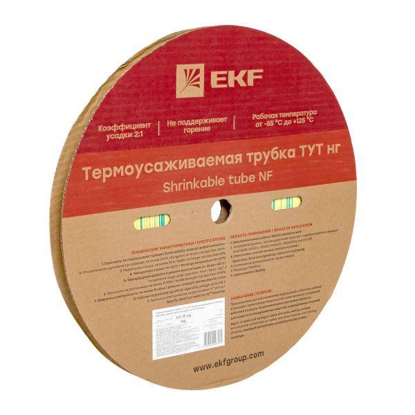 Трубка термоусадочная ТУТ нг 10/5 желт./зел. (уп.100м) EKF tut-10-yg