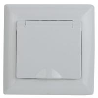 Розетка 1-м СП Solo 4-203-01 16А 250В IP20 2P+E Schuko с заземл. защ. крышка бел. Intro Б0053657