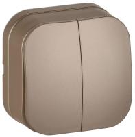 Выключатель 2-кл. ОП GLORY ВС20-2-0-ХШм 10А шампань матов. IEK EVH20-K37M-10