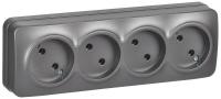 Розетка 4-м ОП GLORY РС24-2-ХСм 10А без заземл. без защ. шторок сталь матов. IEK ERH40-K46M-10