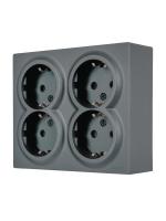 Розетка 4-м ОП LETO с заземл. закрытый корпус ПБТ графит LEZARD 752-3400-127BDP