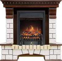 Royal Flame Каминокомплект Pierre Luxe - Темный дуб / Белый с очагом Fobos FX Black