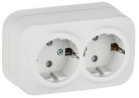 Розетка 2-м ОП GLORY РСш22-3-ХБм 16А с заземл. защ. шторки бел. матов. IEK ERH24-K01M-16