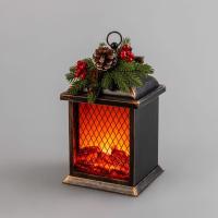 Светодиодный камин Рождество с эффектом живого огня 15х14х26см, батарейки 2хС (не в комплекте) и USB, бронзовый NEON-NIGHT