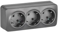 Розетка 3-м ОП GLORY РС23-3-ХСм 16А с заземл. без защ. шторок сталь матов. IEK ERH31-K46M-16