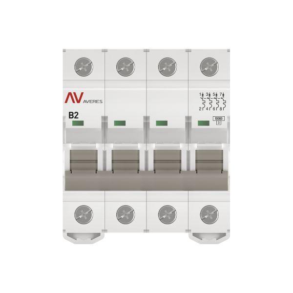 Выключатель автоматический модульный 4п B 2А 10кА AV-10 AVERES EKF mcb10-4-02B-av