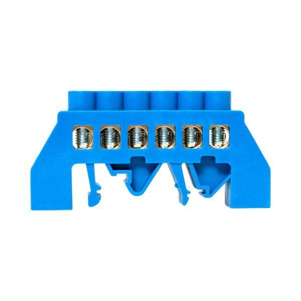 Шина нулевая N 8х12 6 отверстий синий нейлоновый корпус комбинированный латунь розн. стикер PROxima EKF sn0-125-6-dn-r