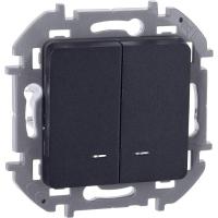 Выключатель 2-кл. Inspiria 10А IP20 250В 10AX с подсветкой/индикацией механизм антрацит IEK 673633