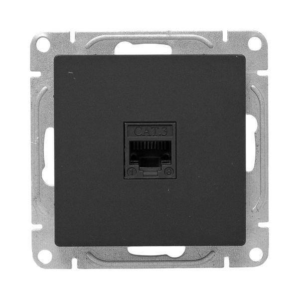 Розетка телефонная 1-м СП Эпика RJ11 механизм черн. EKF UP1-SOB-RJ11