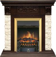 Royal Flame Каминокомплект Luxemburg (каменный) - Сланец/Темный дуб с очагом Fobos FX Brass