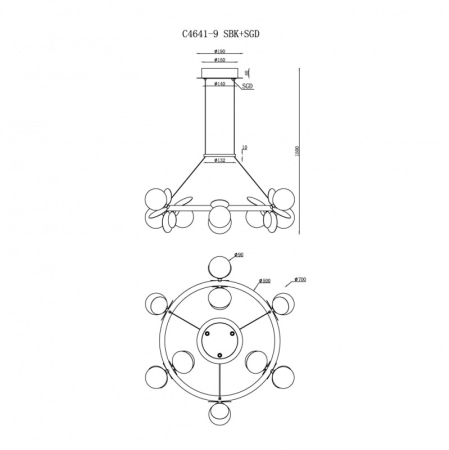 Подвесной светильник iLedex C4641-9 MBK+SGD