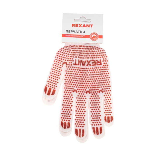 Перчатки х/б нейлоновые с покрытием ПВХ «Точка», белые REXANT