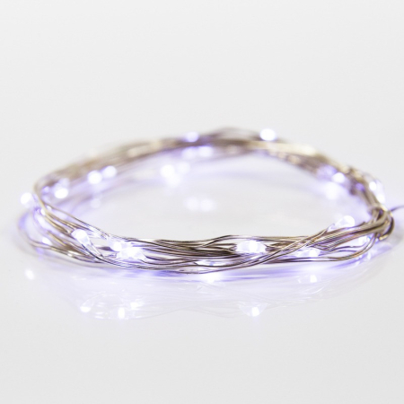 Гирлянда светодиодная Роса 2м, 20LED, БЕЛЫЙ, IP20, тонкий батарейный блок, 2хCR2032 в комплекте NEON-NIGHT