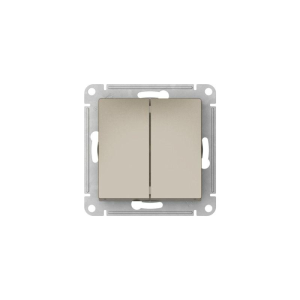 Переключатель 2-кл. AtlasDesign (сх. 6/2) 10AX быстрозажим. клем. механизм шампань SE ATN000565S