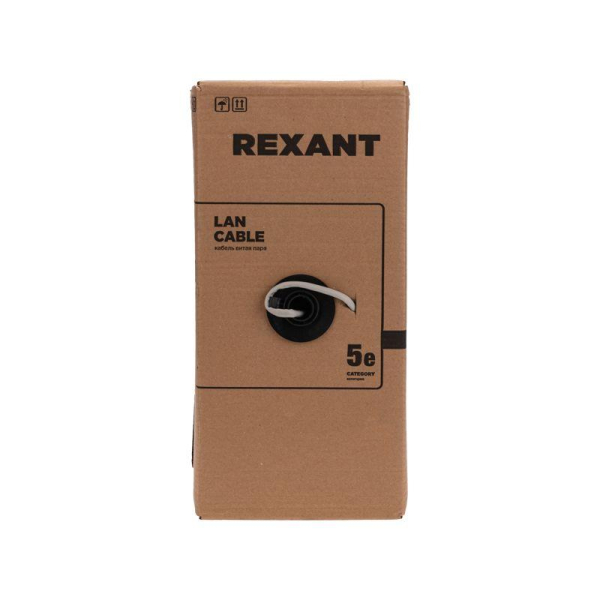 Кабель витая пара F/UTP, CAT 5е, PVC, 4PR, 24AWG, INDOOR, SOLID, серый, 305м, серия LIGHT, РФ REXANT