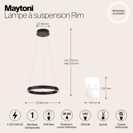 Подвесной светильник Maytoni MOD058PL-L22B3K