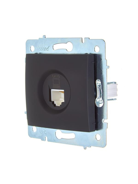 Розетка компьютерная 1-м СП ASTI IP20 RJ45 механизм Cat 6e черн. бархат LEZARD 7081-4288-140