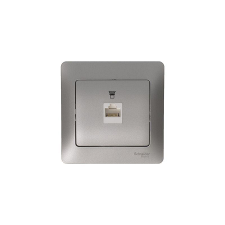 Розетка компьютерная 1-м Glossa RJ45 кат.5E механизм платина SE GSL001281K