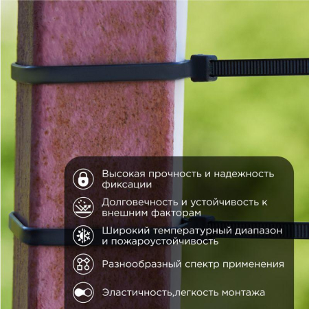 Хомут кабельный 4.8х300 нейл. черн. (уп.100шт) PROCONNECT 57-1303