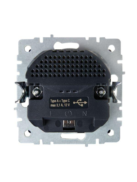 Розетка BRITE РЮш11-1-БрС 16А с USB A+C 18Вт с заземл. защ. шторки механизм сталь IEK BR-R14-16-U22-018-K46