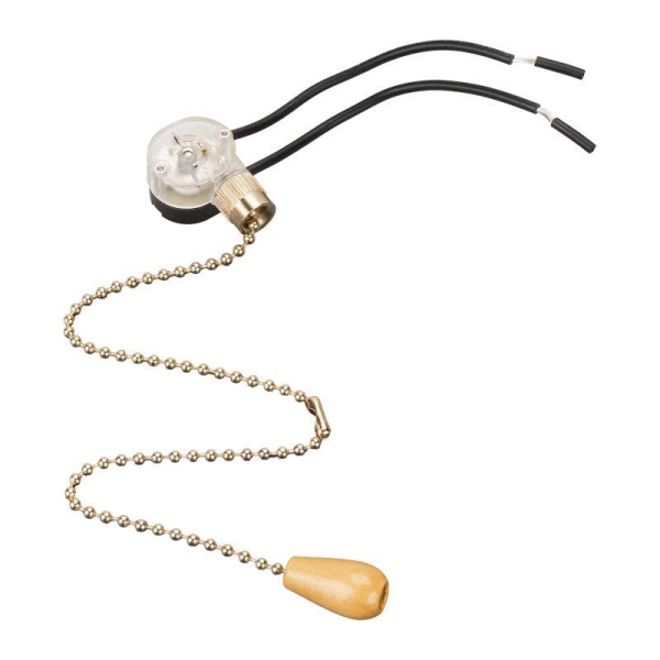 Выключатель для настенного светильника c проводом и деревянным наконечником «Gold», индивидуальная упаковка, 1 шт. REXANT