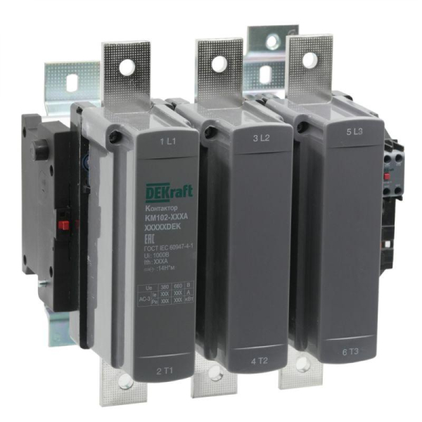 Контактор 630А 110В АС АС3 АС4 1НО+1НЗ КМ-102 DEKraft 21972DEK