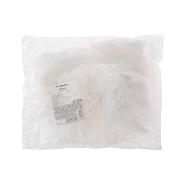 Хомут под маркер нейлоновый 100x2,5мм белый (100 шт/уп) REXANT