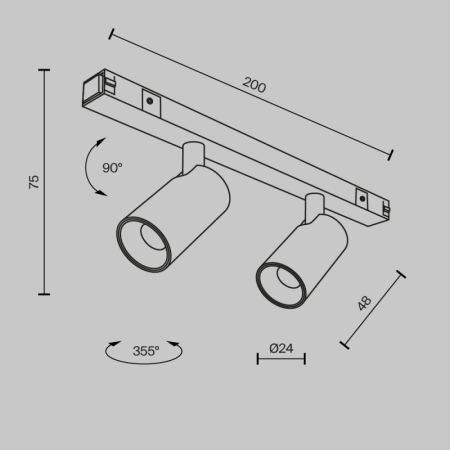 Светильник на шине Maytoni Technical TR176-1-2X3WTW-M-B