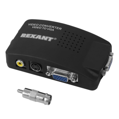 Конвертер BNC/RCA + S-video на VGA, пластик REXANT