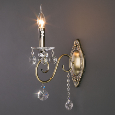 Бра Eurosvet 10104/1 античная бронза/прозрачный хрусталь Strotskis