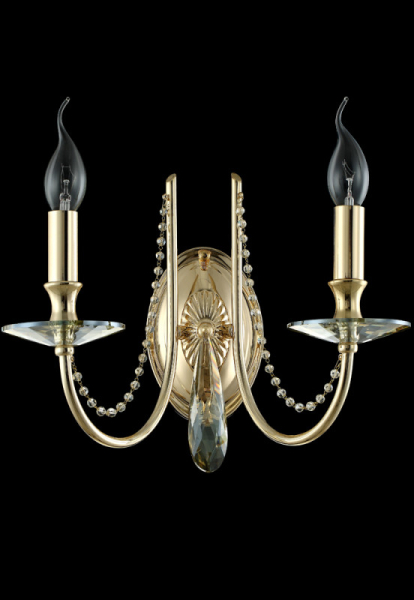 Бра Crystal Lux VICTORIA AP2 GOLD/AMBER