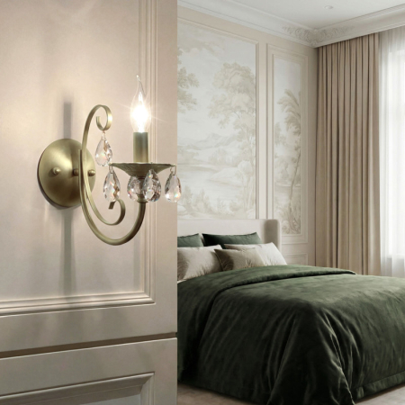 Бра Eurosvet 3305/1 латунь/прозрачный хрусталь