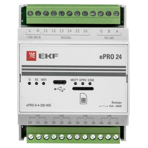 Контроллер базовый ePRO удаленного управления 6вх/4вых 230В WiFi GSM PROxima EKF ePRO-6-4-230-WG