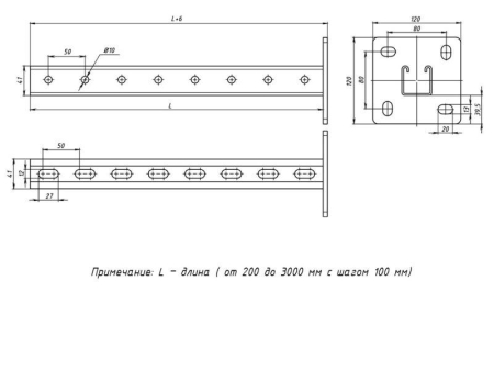 Стойка STRUT 41х41 L900 сталь EKF sts414190