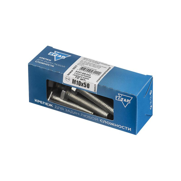Болт с шестигранной головкой М10х50 DIN 933 оцинк. (уп.10шт) Tech-Krep/Zitar 105217