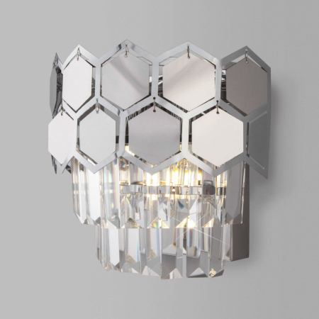 Бра Eurosvet 10124/2 хром/прозрачный хрусталь Strotskis (10113/