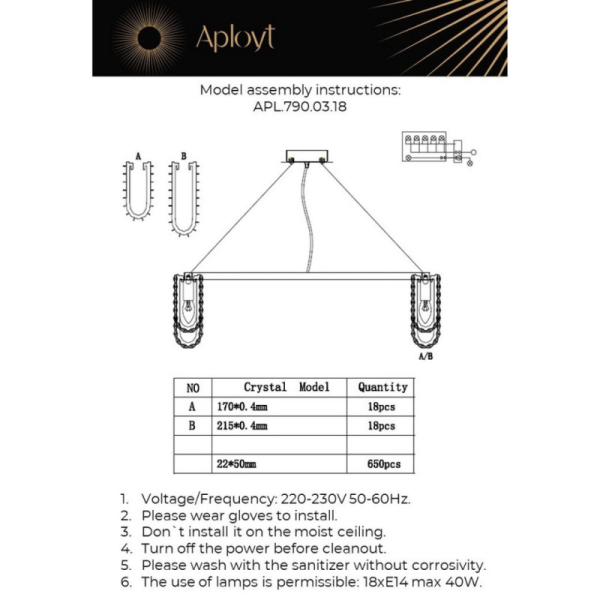 Подвесная люстра APLOYT APL.790.03.18